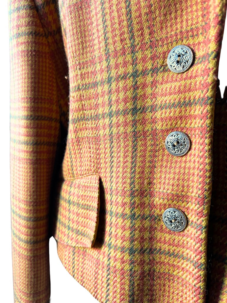Veste vintage pied de poule orange marron Laurèl la friperie vintage 25