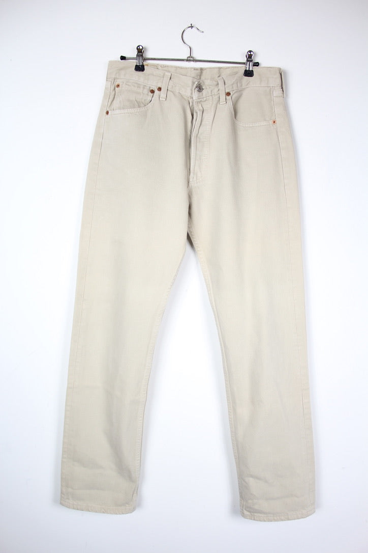 Jean Levi's 501 beige pure coton taille haute coupe droite la friperie vintage 25