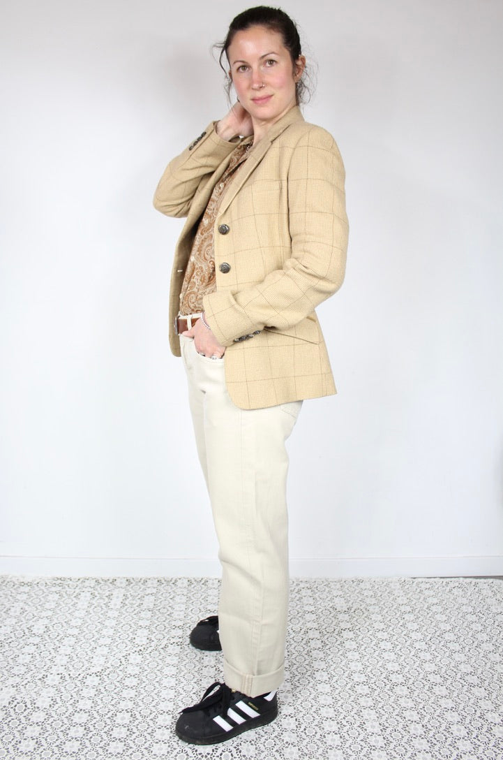 Veste Ralph Lauren beige laine taille 38 boutons chevaux la friperie vintage 25