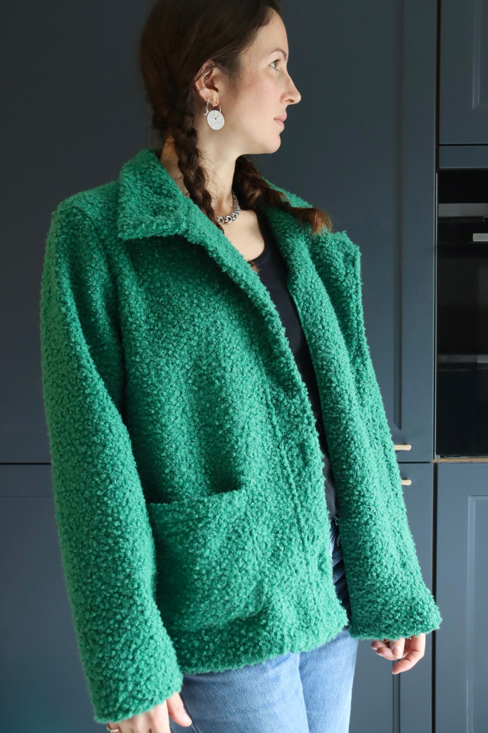 Veste bouclée vintage verte années 70 la friperie vintage 25
