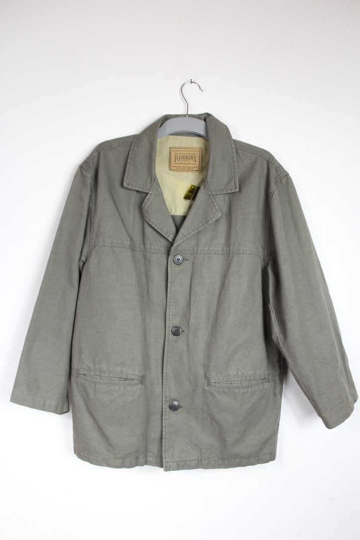 Veste vintage Redskins taupe gris en lin et coton hommes femmes la friperie vintage 25