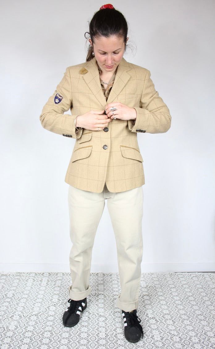Veste Ralph Lauren beige laine taille 38 boutons chevaux la friperie vintage 25