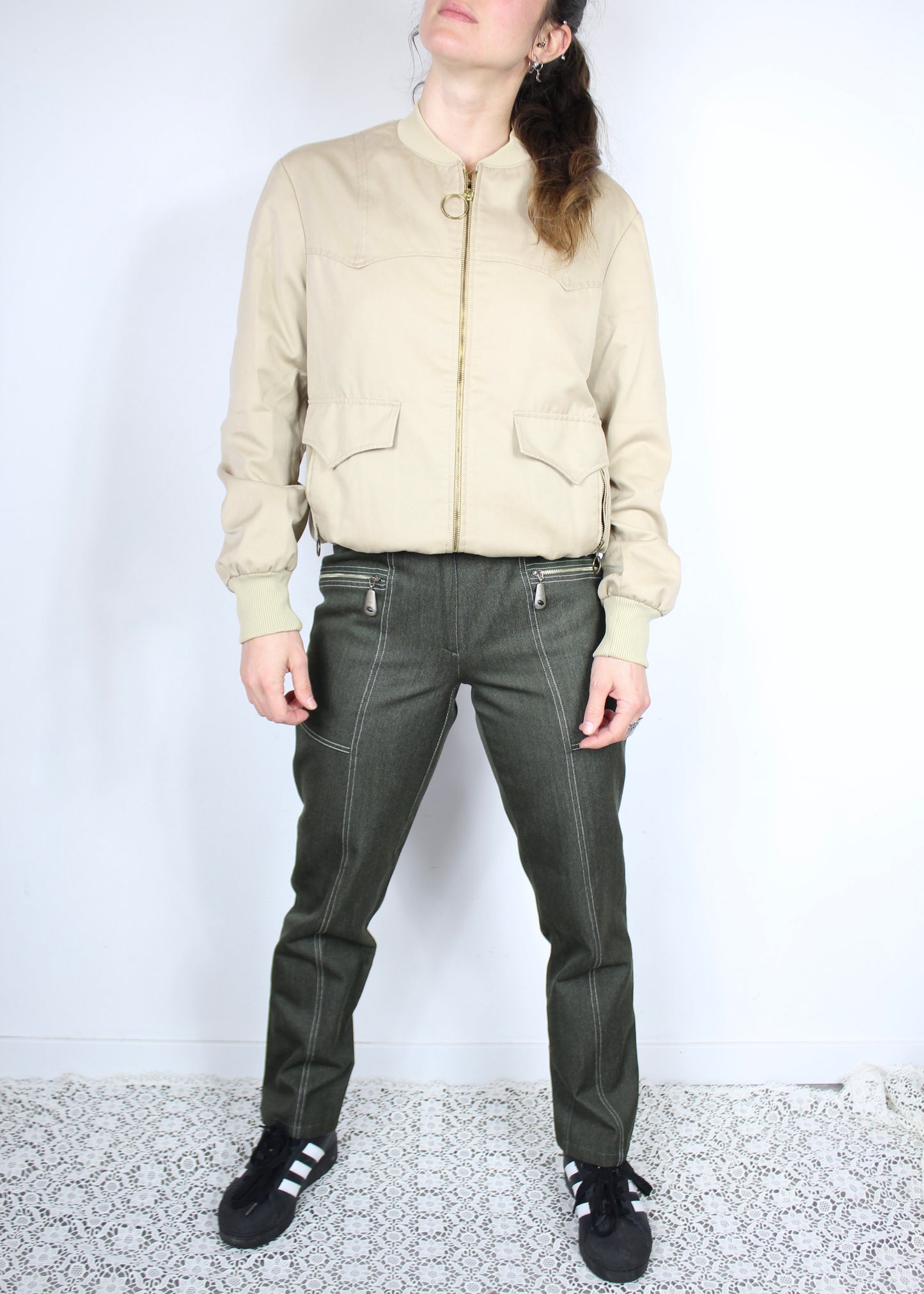 Veste zippée vintage bombardier beige mixte Stra Par France la friperie vintage 25