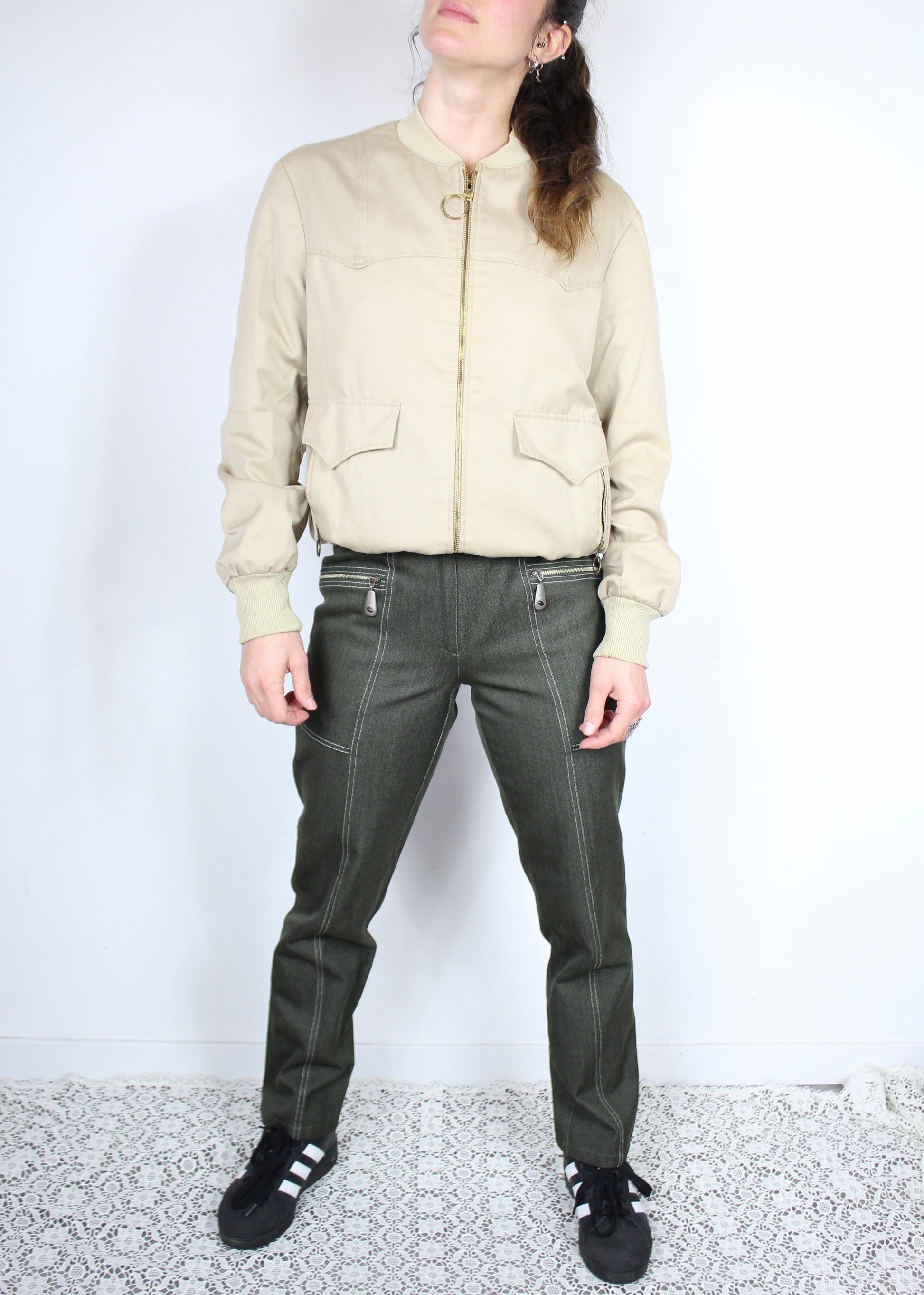 Veste zippée vintage bombardier beige mixte Stra Par France la friperie vintage 25