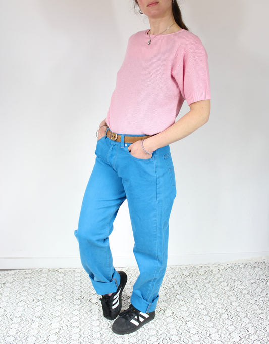 T-shirt vintage mailles fines rose pastel la friperie vintage 25