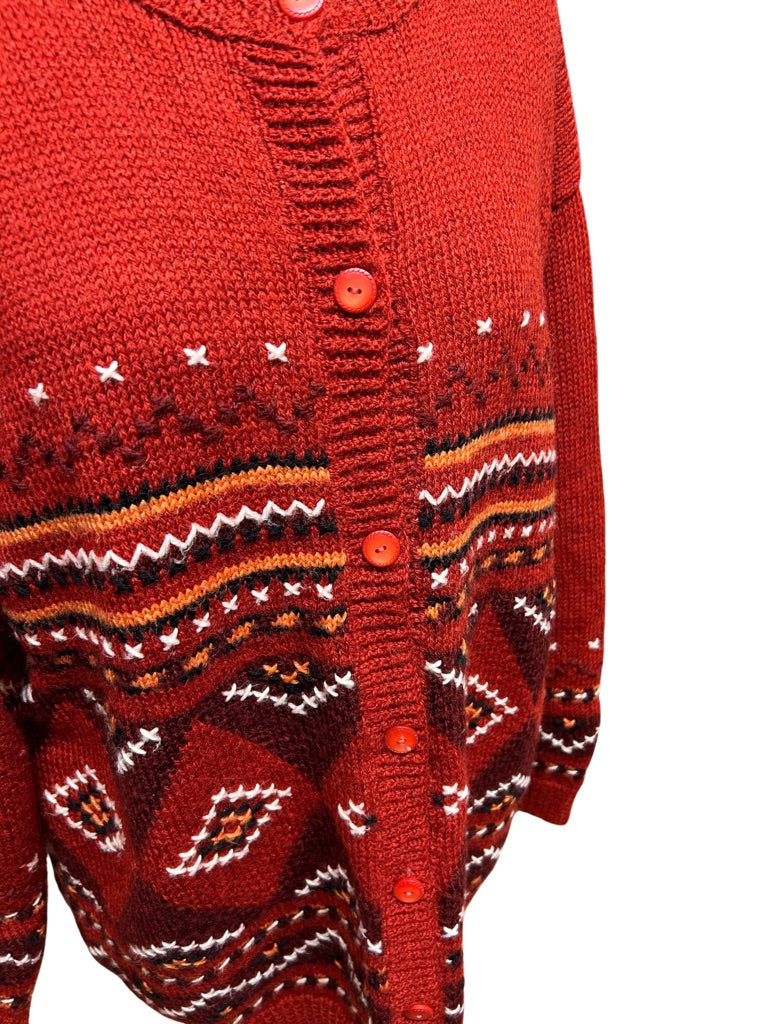 Gilet long vintage rouge à broderies la friperie vintage 25
