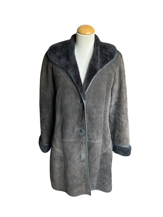 Manteau vintage peau lainée marron la friperie vintage 25