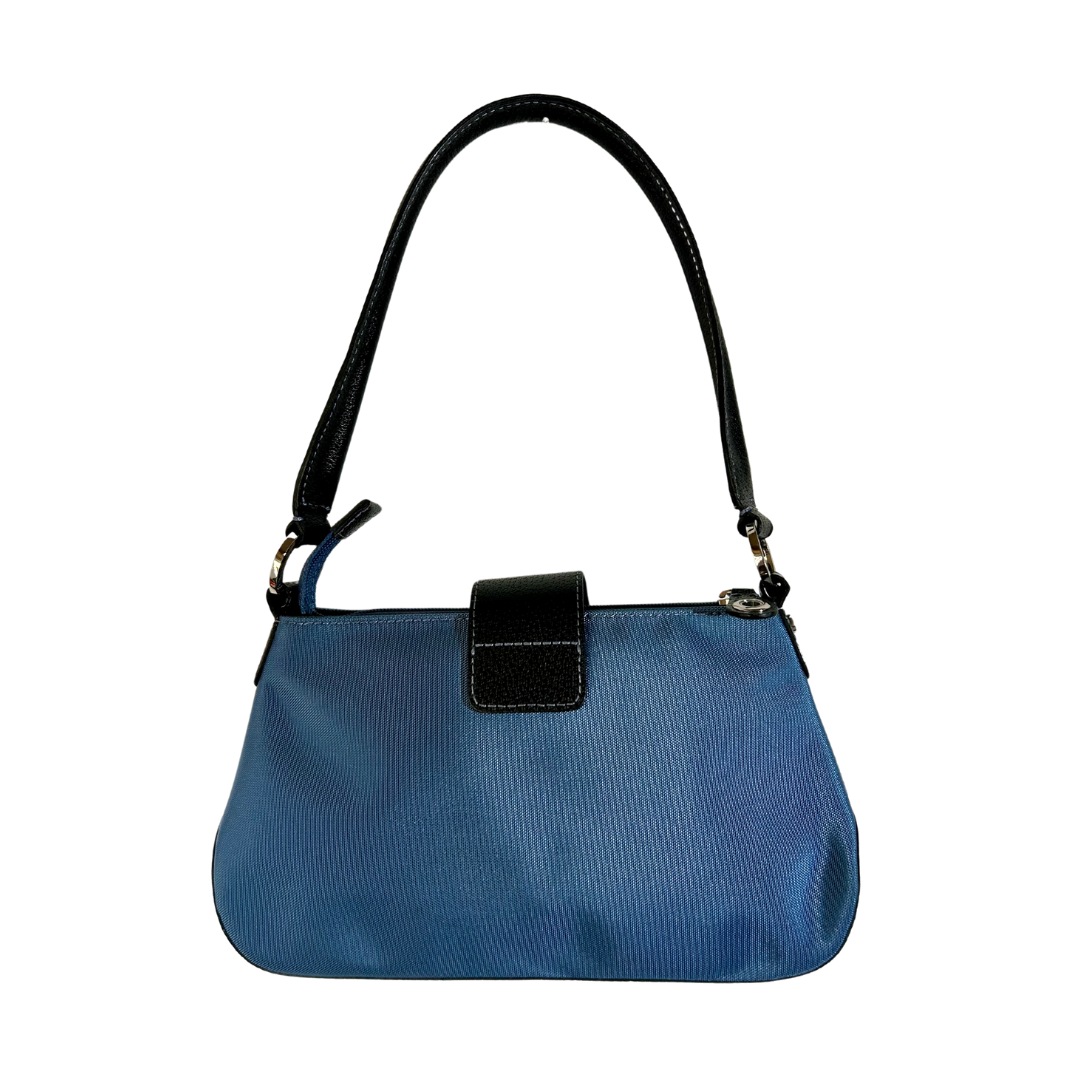 Sac à main Lancel cuir noir toile bleu la friperie vintage 25