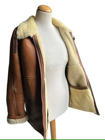 Bombardier vintage peau lainée camel la friperie vintage 25