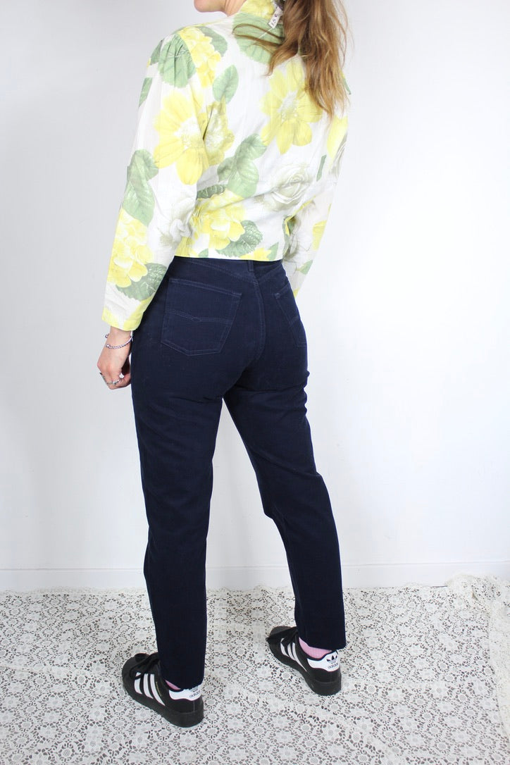 Jean vintage Chipie bleu marine taille haute coupe droite coton la friperie vintage 25