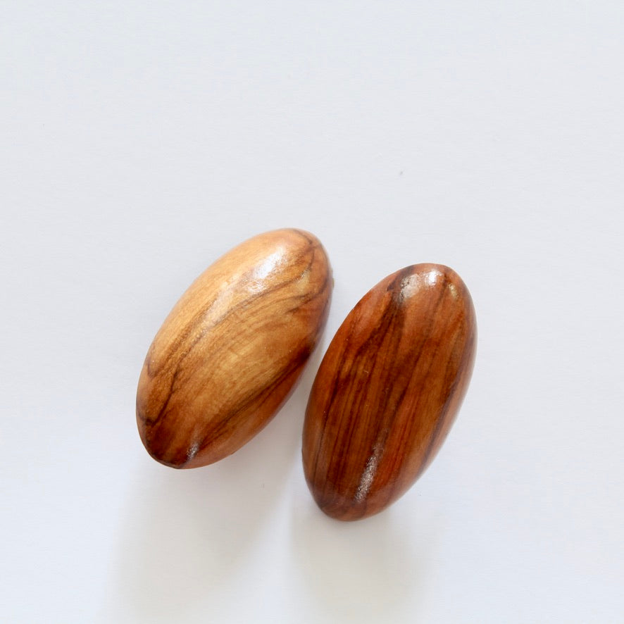 Boucles d'oreille clips vintage en bois clair la friperie vintage 25