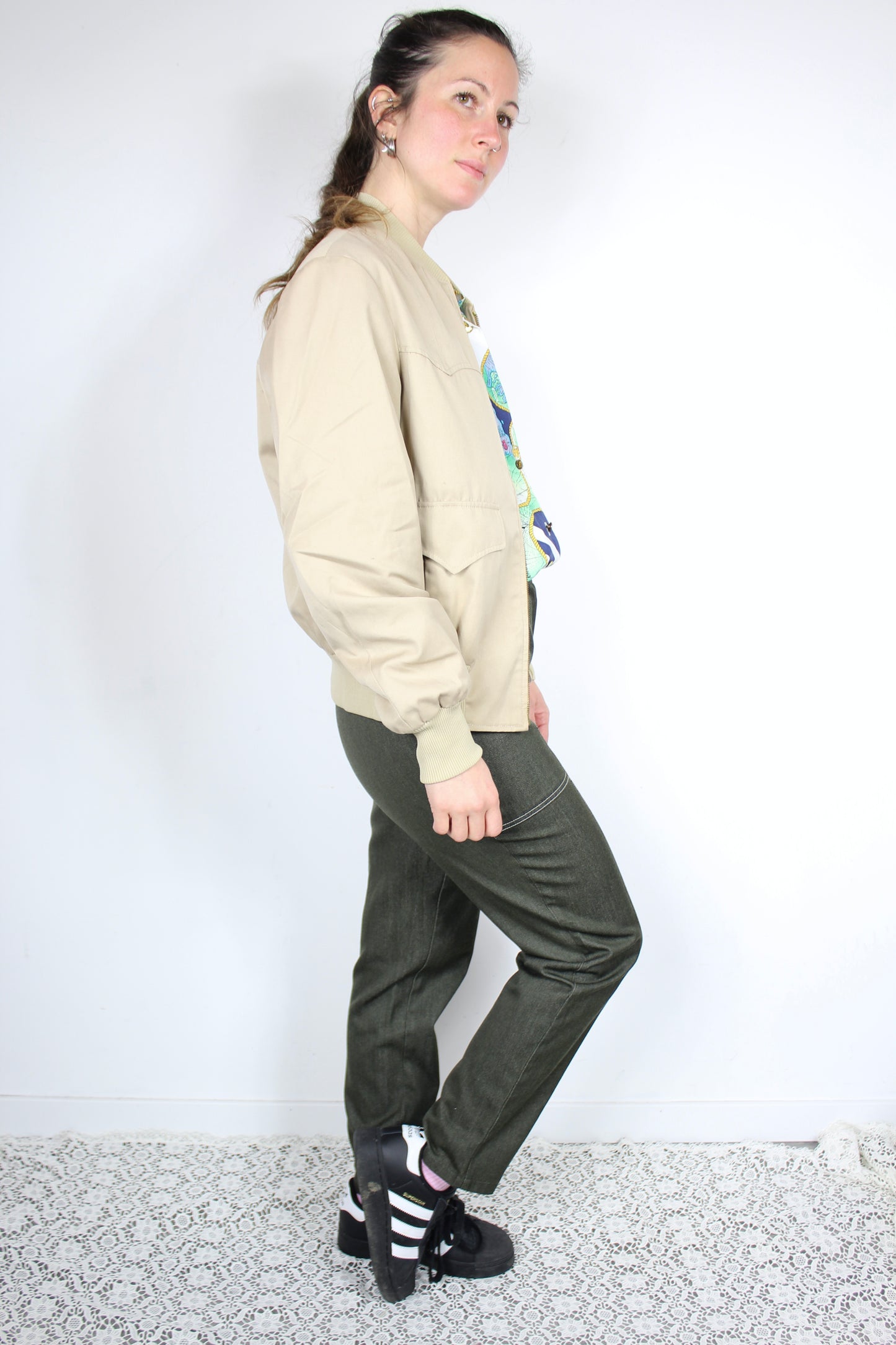Veste zippée vintage bombardier beige mixte Stra Par France la friperie vintage 25