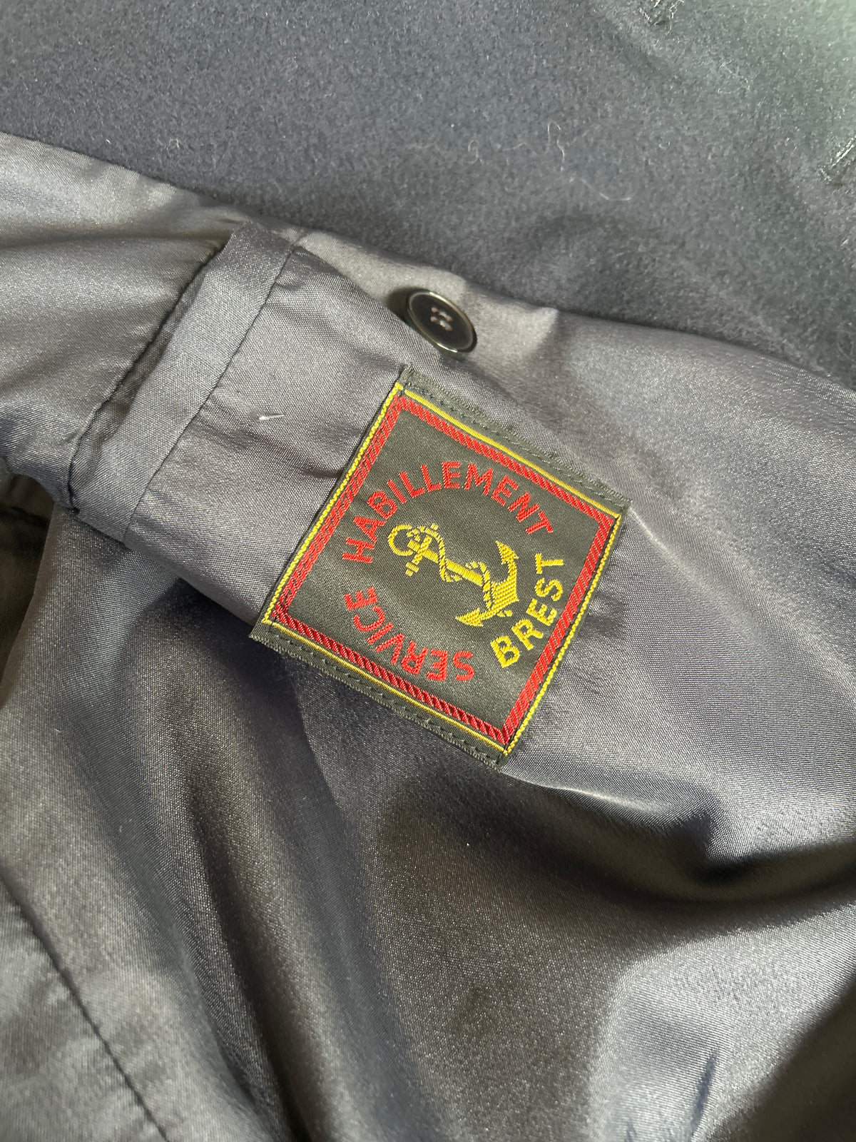 Manteau long vintage de marin bleu marine