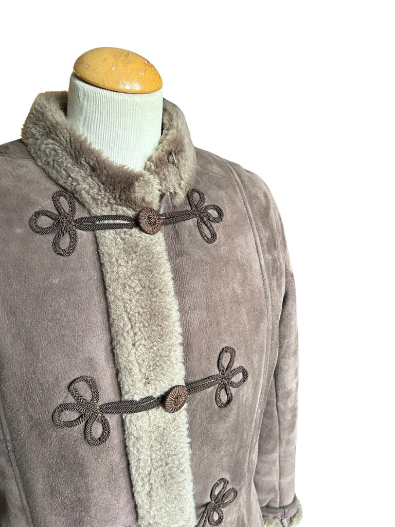 Manteau peau lainée retournée vintage marron la friperie vintage 25