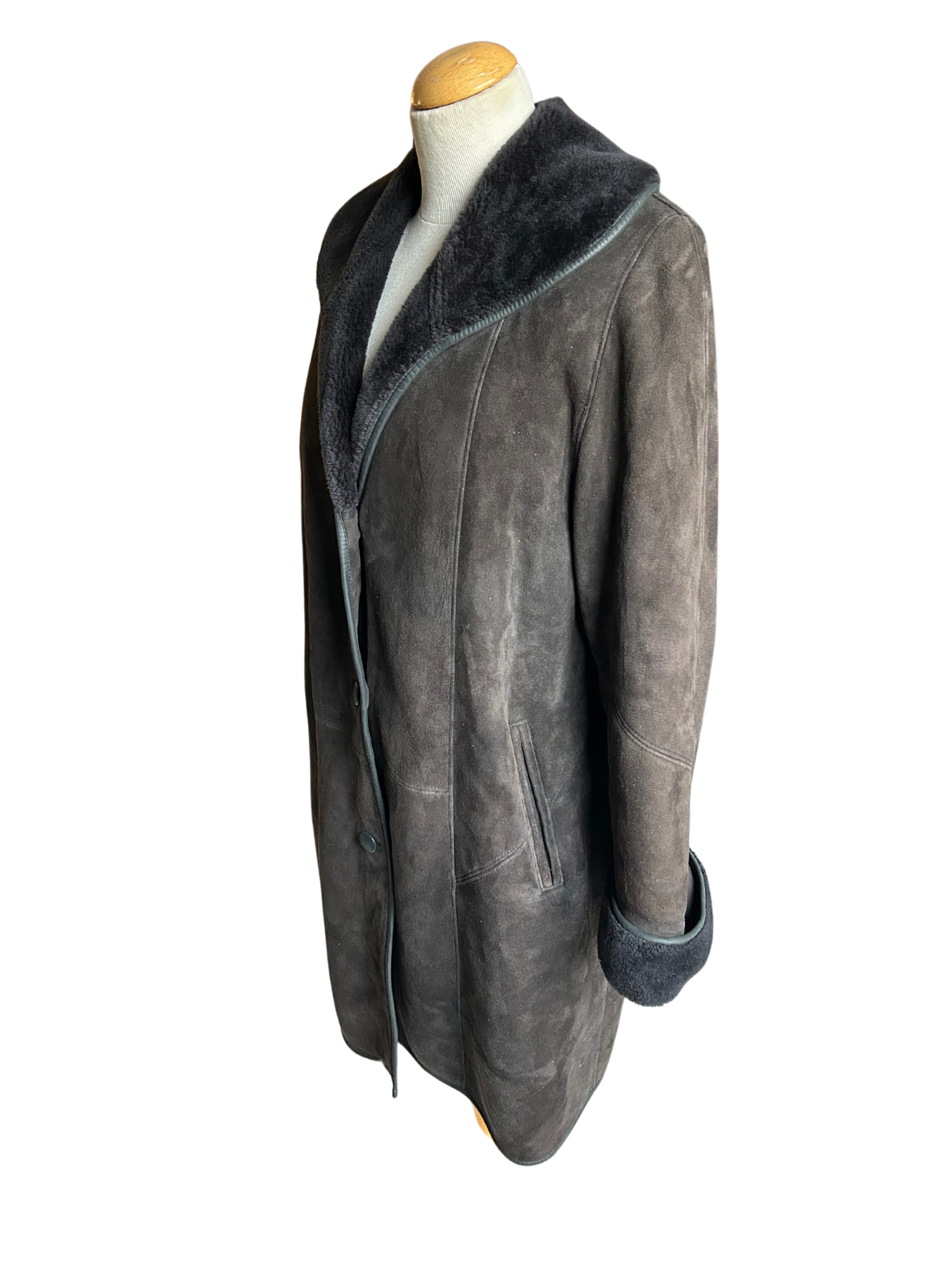Manteau vintage peau lainée marron la friperie vintage 25