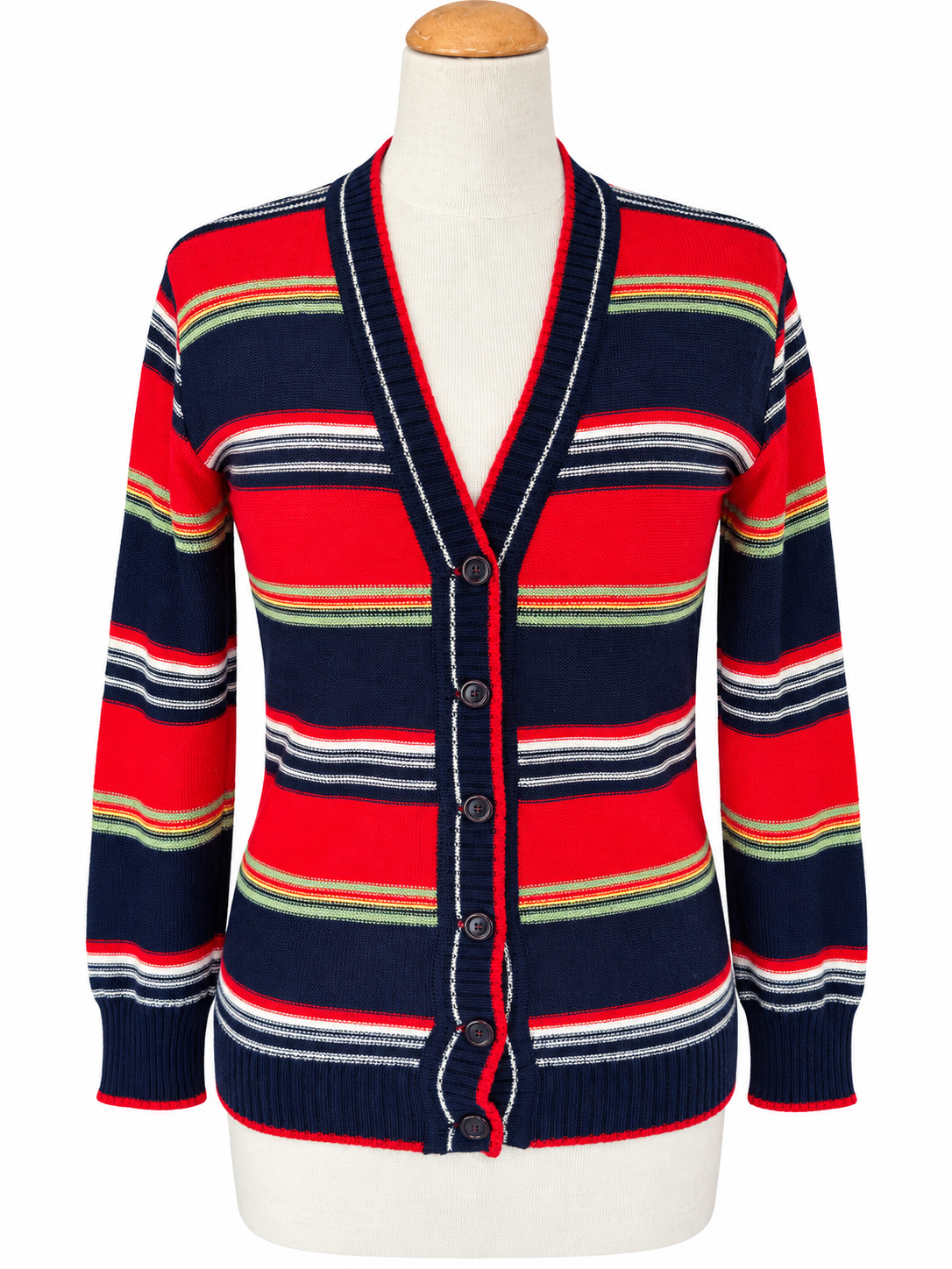 Gilet rayé vintage rouge et bleu marine