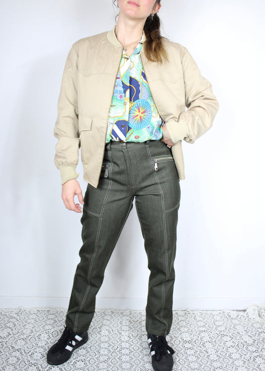 Veste zippée vintage bombardier beige mixte Stra Par France la friperie vintage 25