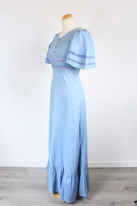 Robe longue vintage bleu bohème hippie 70'