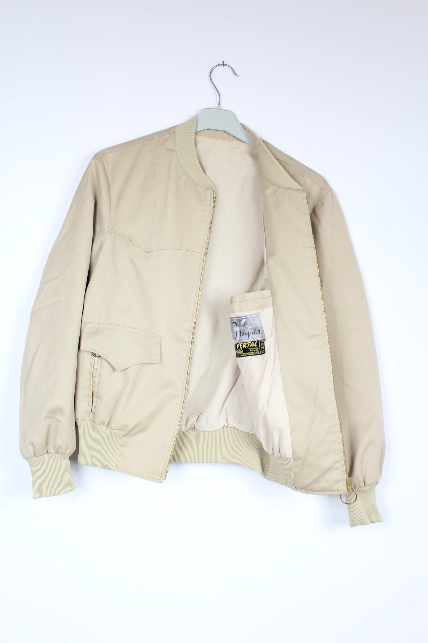 Veste zippée vintage bombardier beige mixte Stra Par France la friperie vintage 25