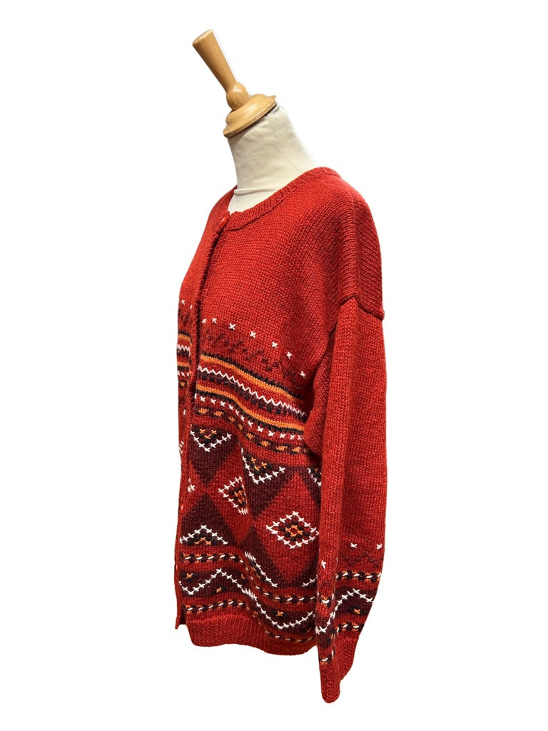 Gilet long vintage rouge à broderies la friperie vintage 25