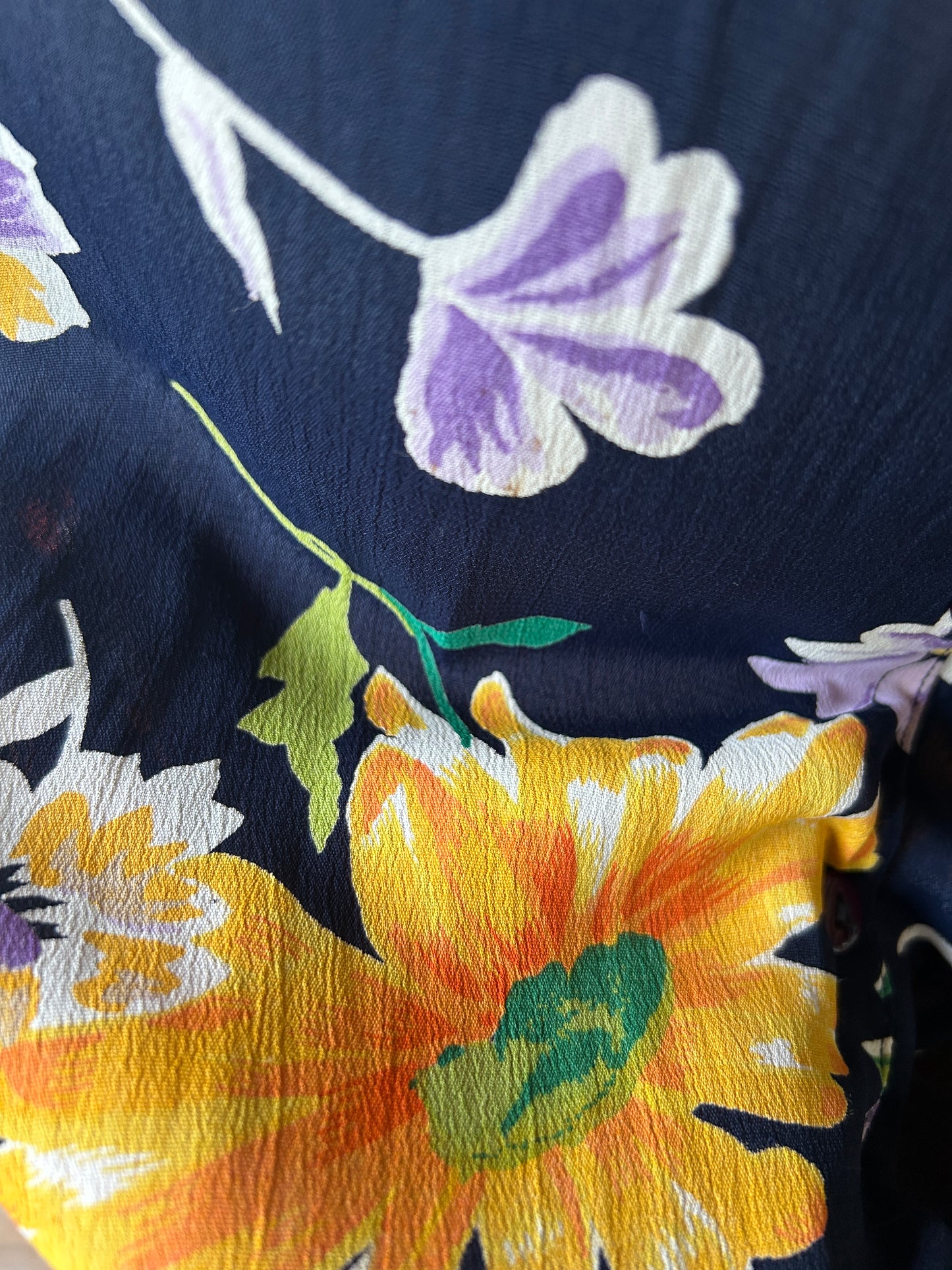 Chemisier fleuri marine et orange