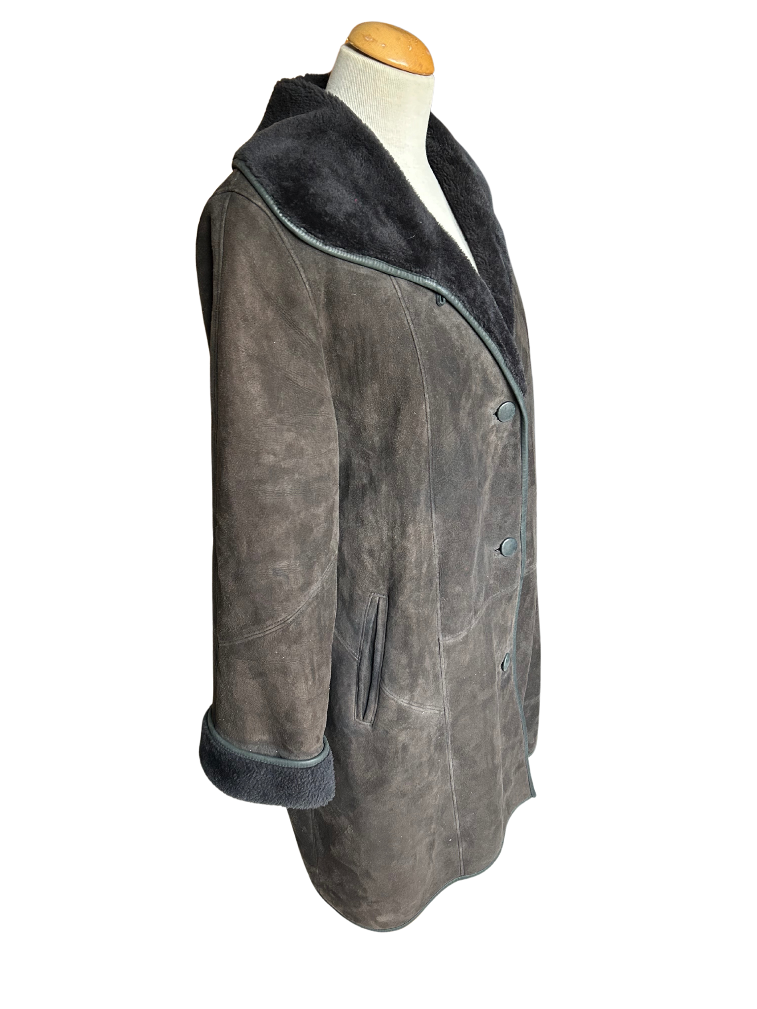 Manteau vintage peau lainée marron la friperie vintage 25