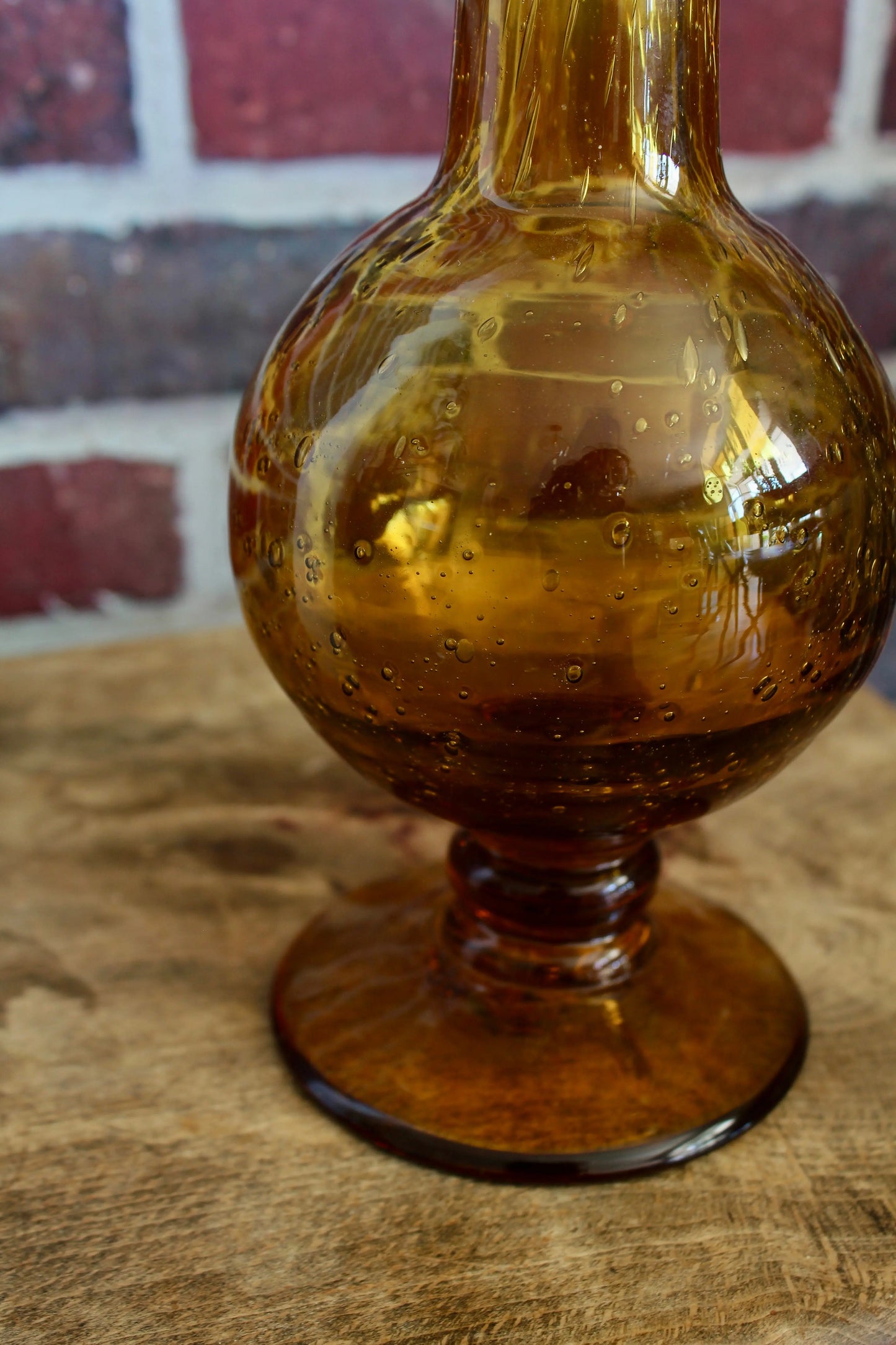 Carafe vintage la Rochère verre bullé ambre - la friperie vintage 25