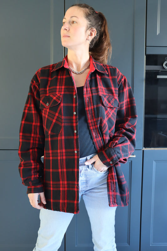 Veste chemise à carreaux vintage rouge et noir la friperie vintage 25