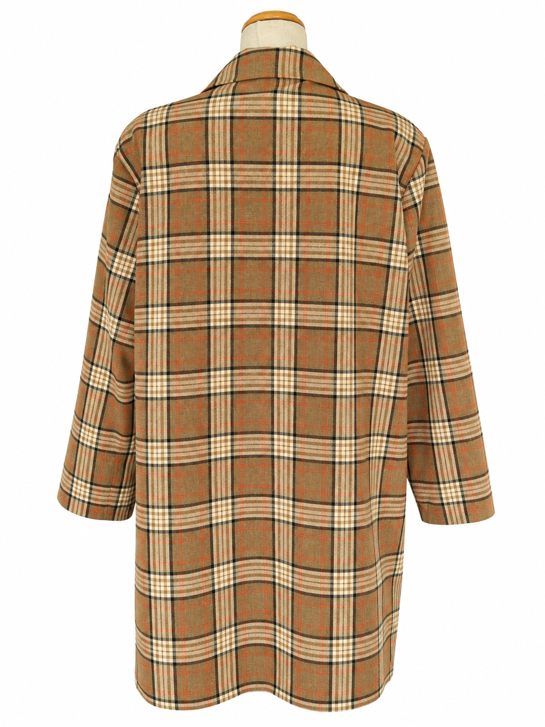 Veste longue carreaux vintage marron