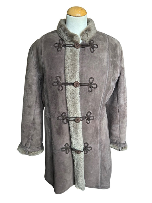 Manteau peau lainée retournée vintage marron la friperie vintage 25
