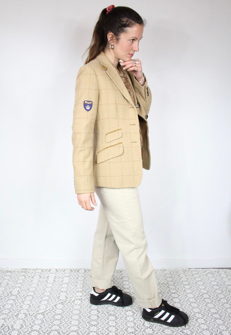 Veste Ralph Lauren beige laine taille 38 boutons chevaux la friperie vintage 25