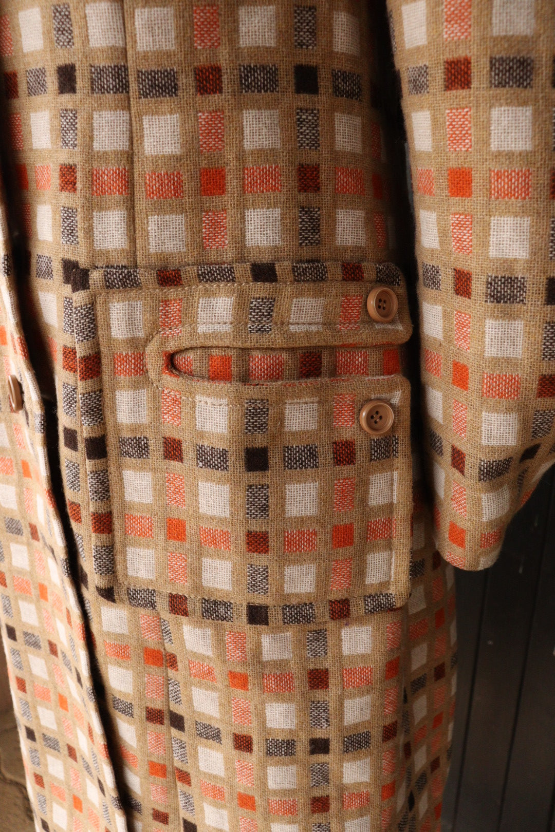 Manteau long Weill 70’s orange marron la friperie vintage 25