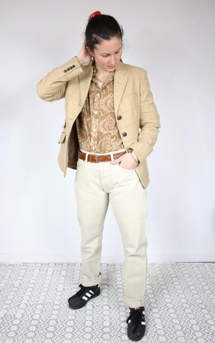 Veste Ralph Lauren beige laine taille 38 boutons chevaux la friperie vintage 25
