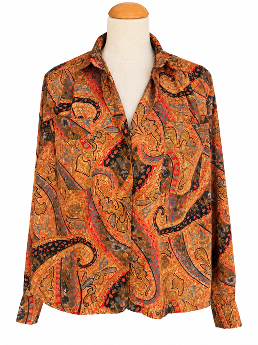Chemisier vintage motifs orange