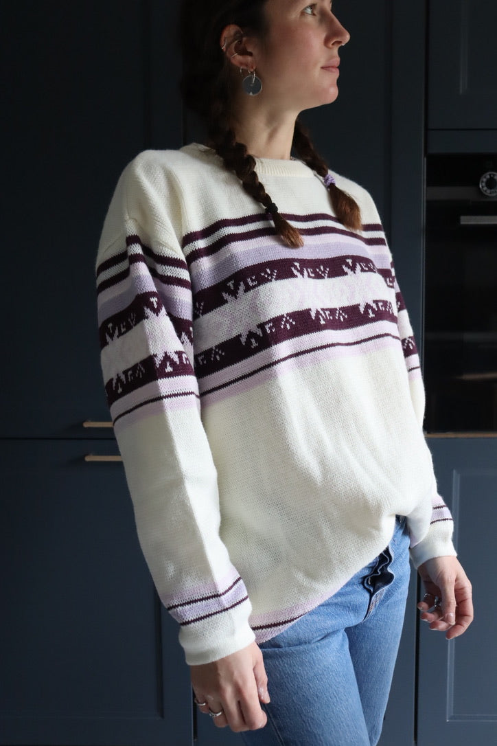 Pull over vintage blanc étoile des neiges la friperie vintage 25