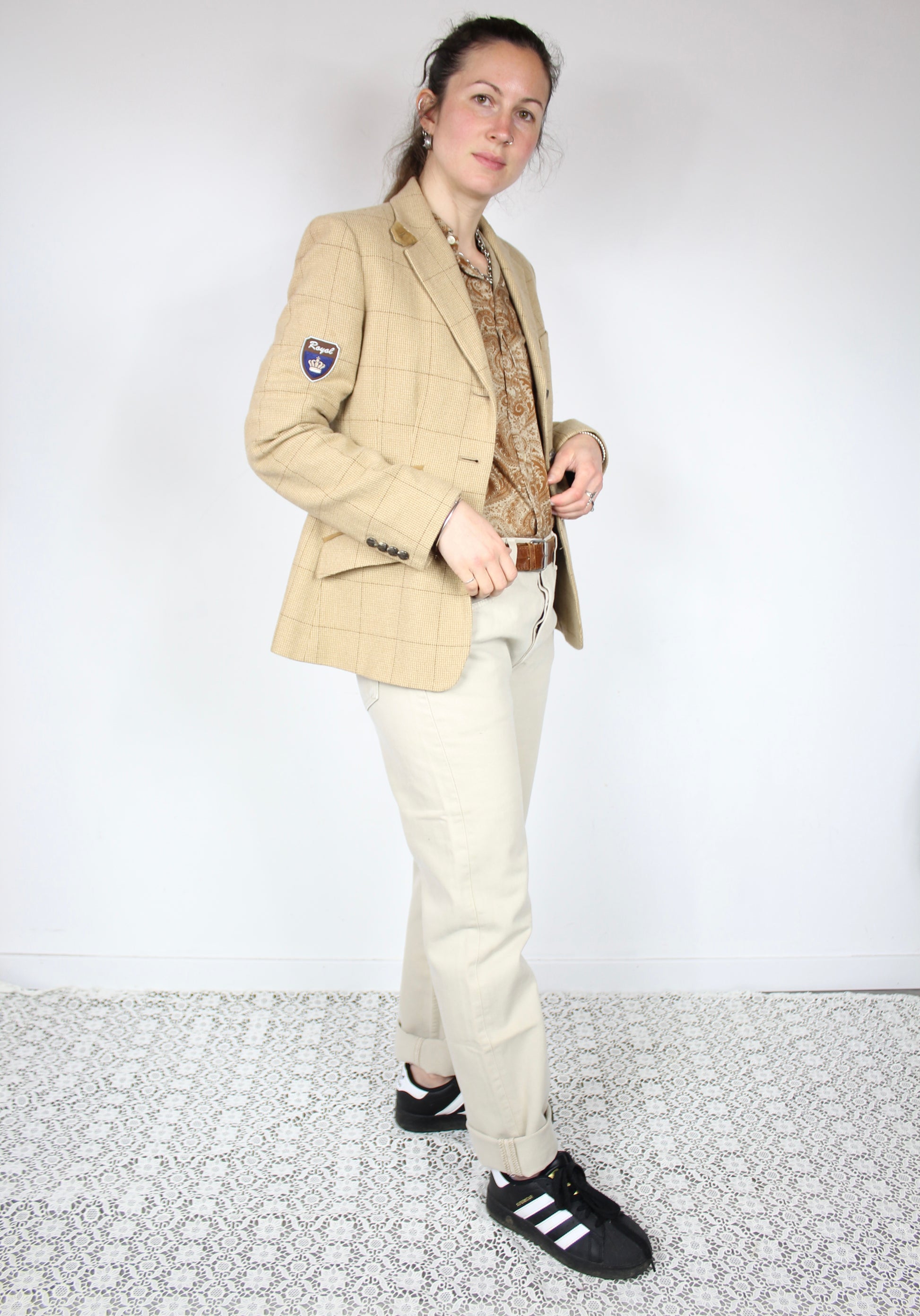 Veste Ralph Lauren beige laine taille 38 boutons chevaux la friperie vintage 25