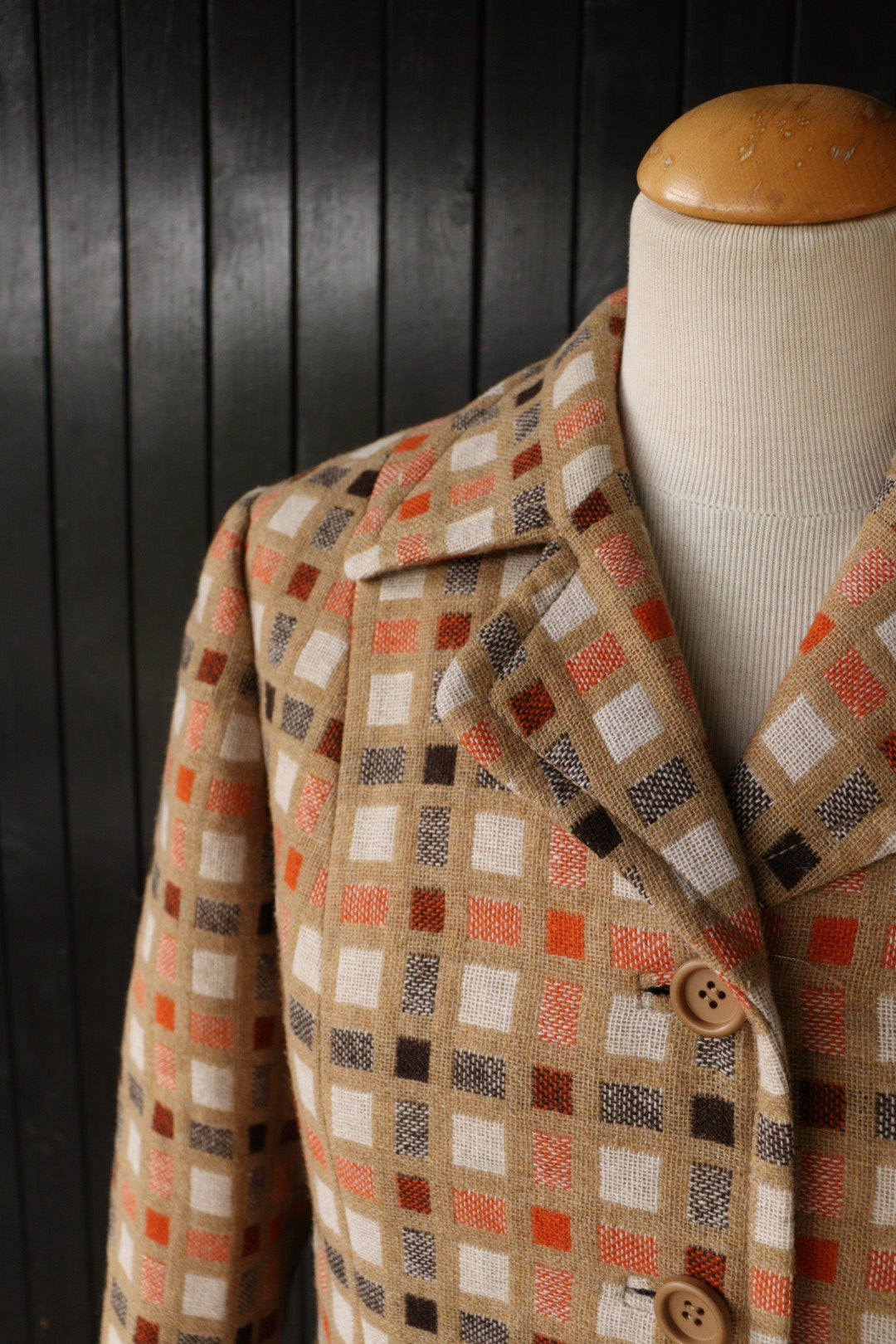 Manteau long Weill 70’s orange marron la friperie vintage 25