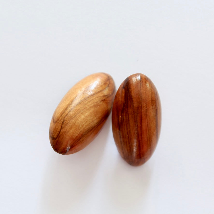 Boucles d'oreille clips vintage en bois clair la friperie vintage 25