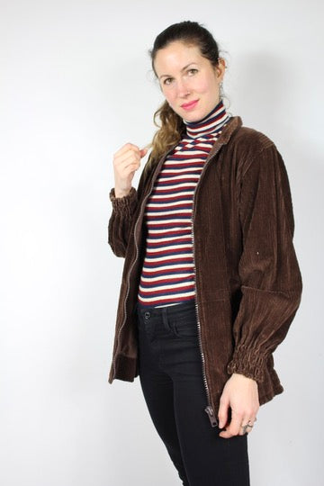 Veste en velours marron cotelé vintage années 60