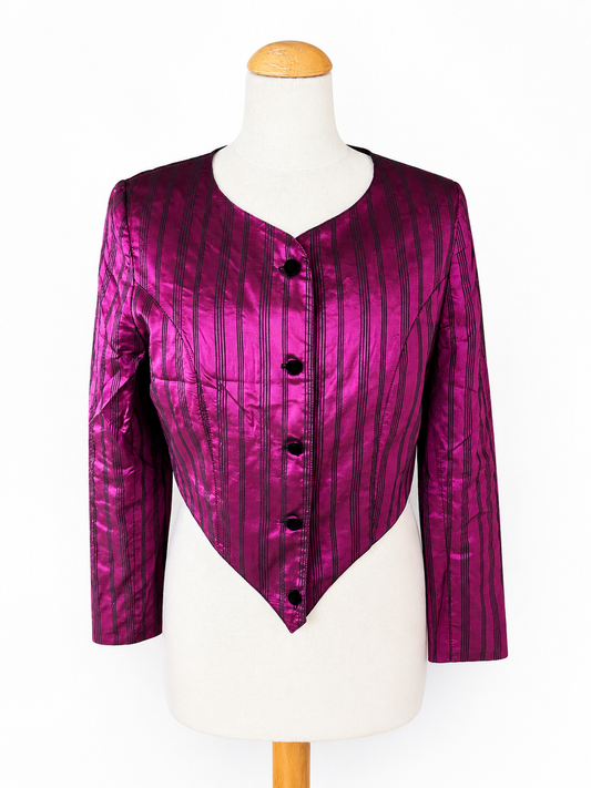 Veste corset vintage violet à rayures noires