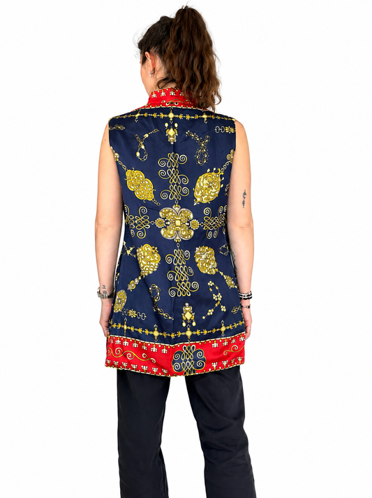 Chemisier vintage en soie imprimé foulard