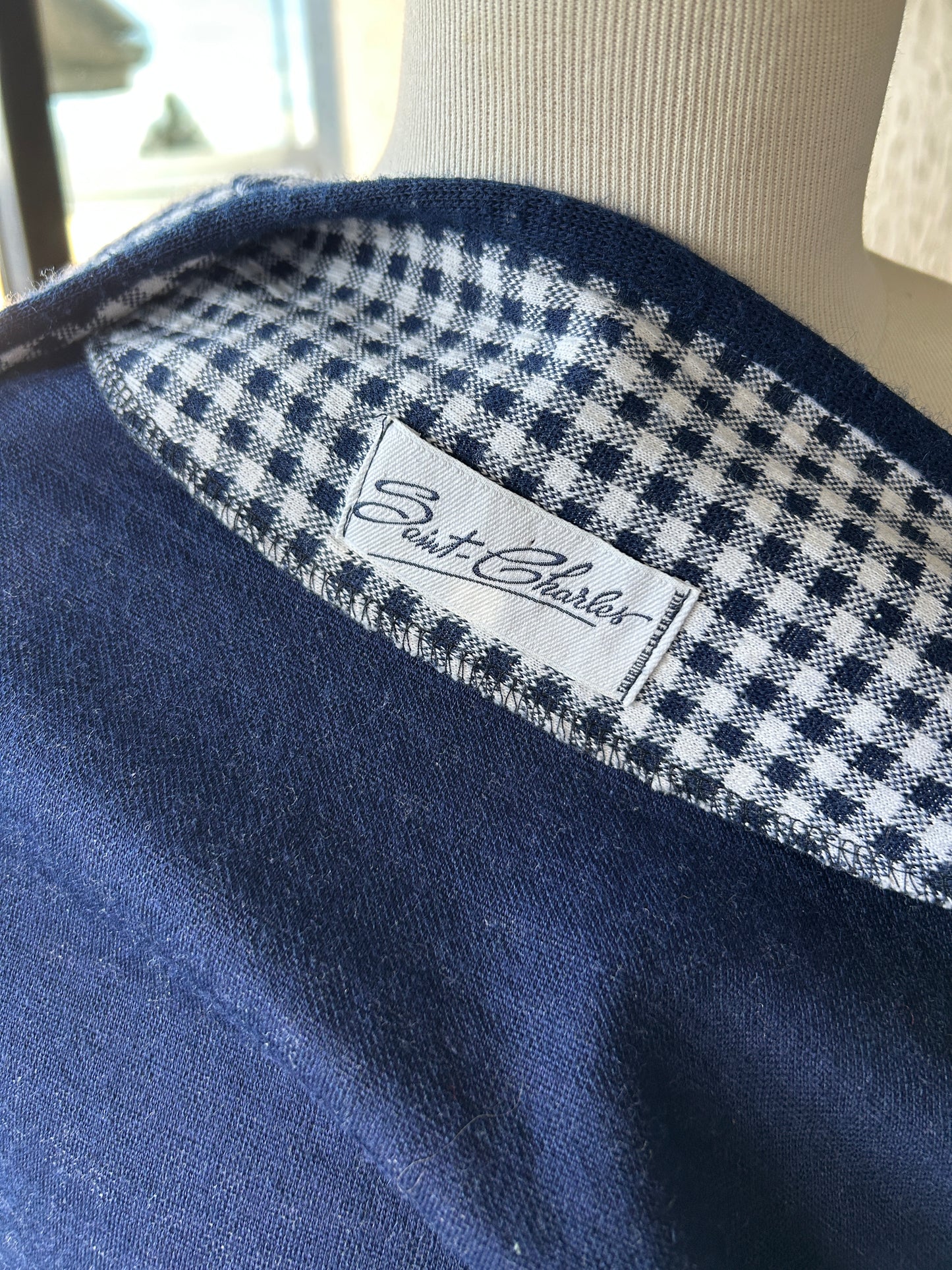 Veste vintage à carreaux bleu et blanc France