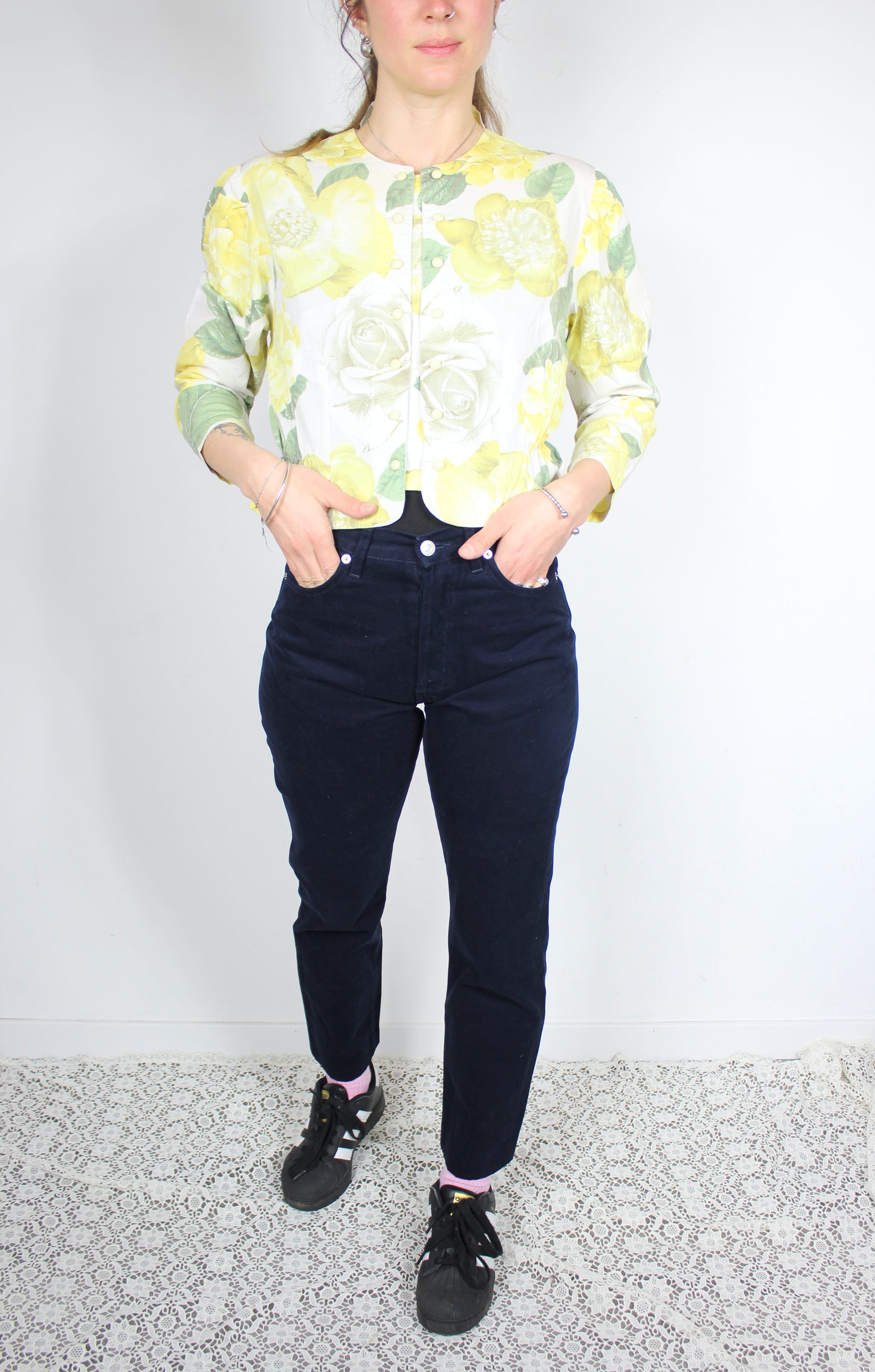 Jean vintage Chipie bleu marine taille haute coupe droite coton la friperie vintage 25