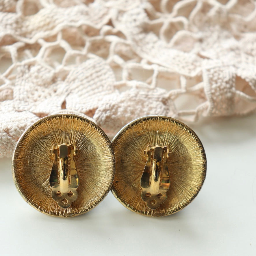 Boucles d'oreille vintage ronde perle et noir la friperie vintage 25