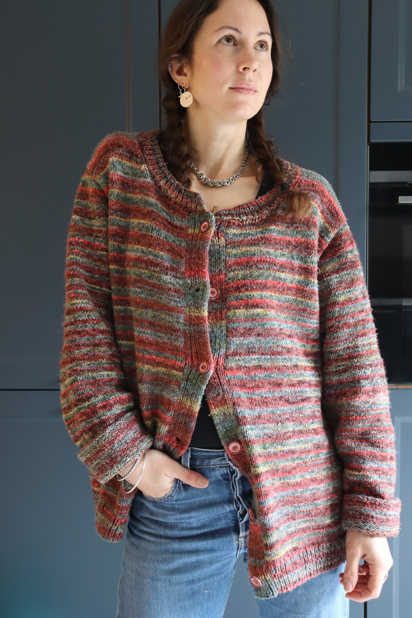 Gilet long vintage oversized multicolore la friperie vintage 25