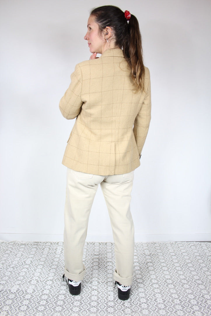 Veste Ralph Lauren beige laine taille 38 boutons chevaux la friperie vintage 25