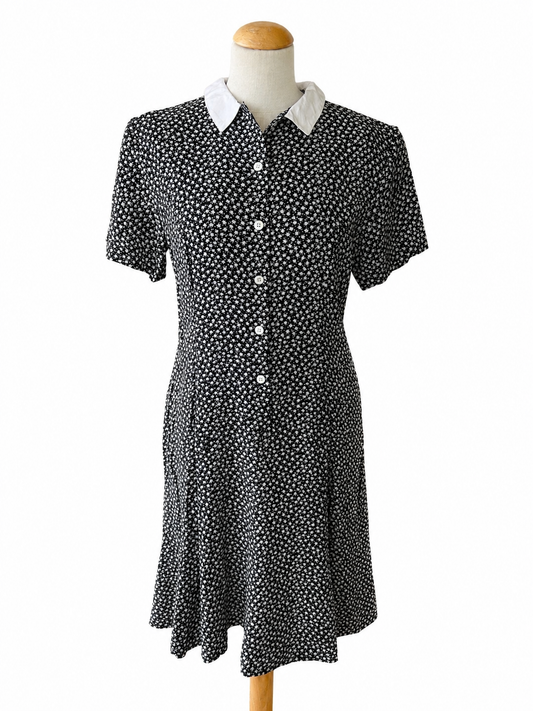 Robe noire motifs fleuris vintage