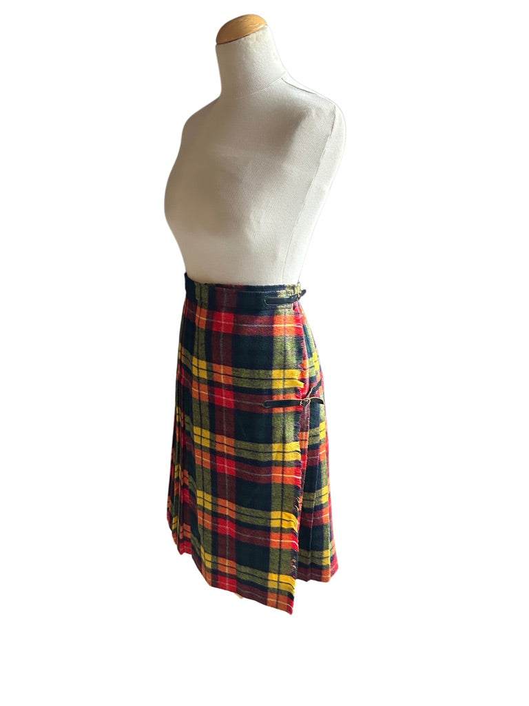 Jupe vintage kilt écossais jaune rouge la friperie vintage 25