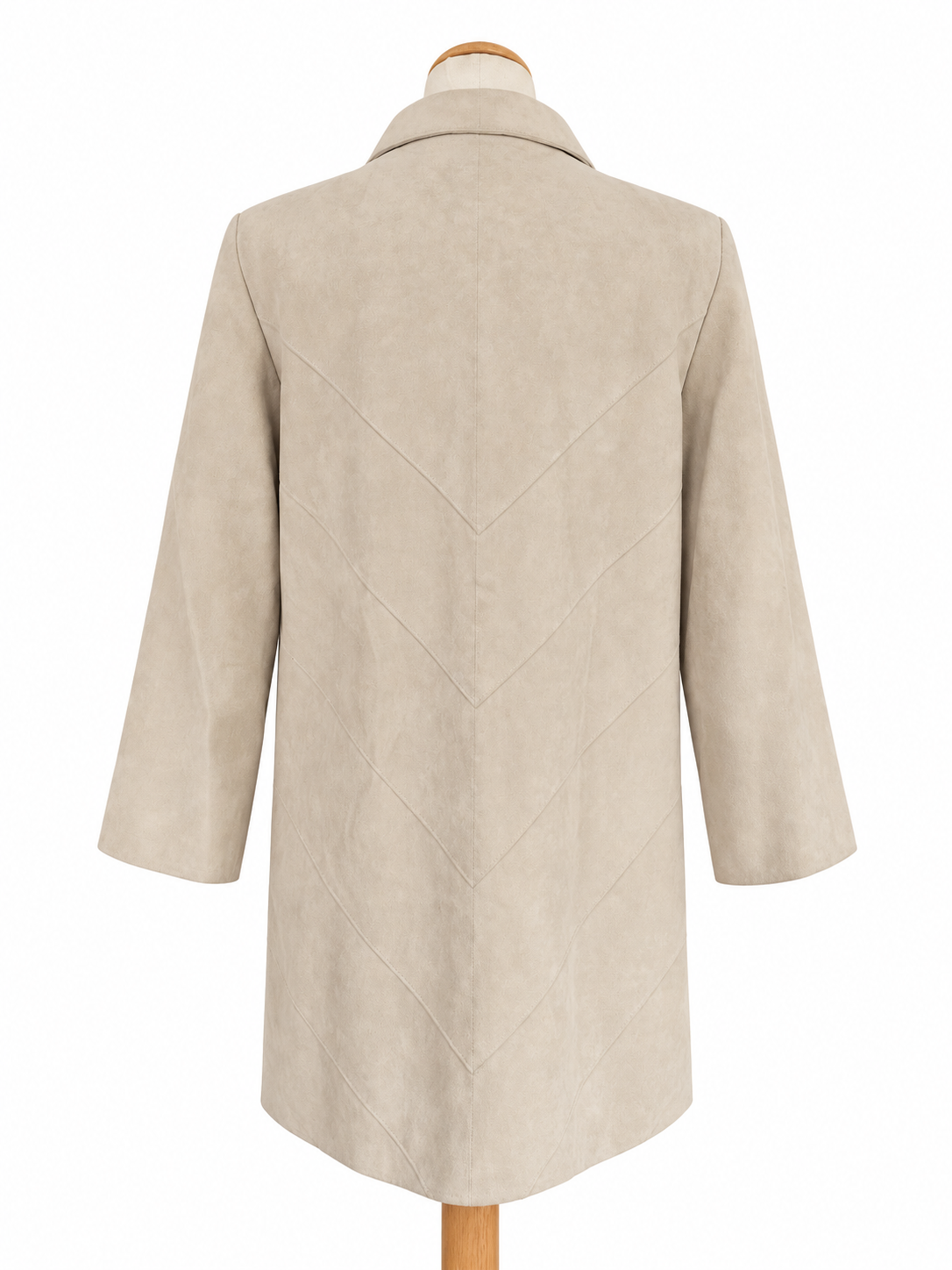 Veste longue vintage beige effet suedé
