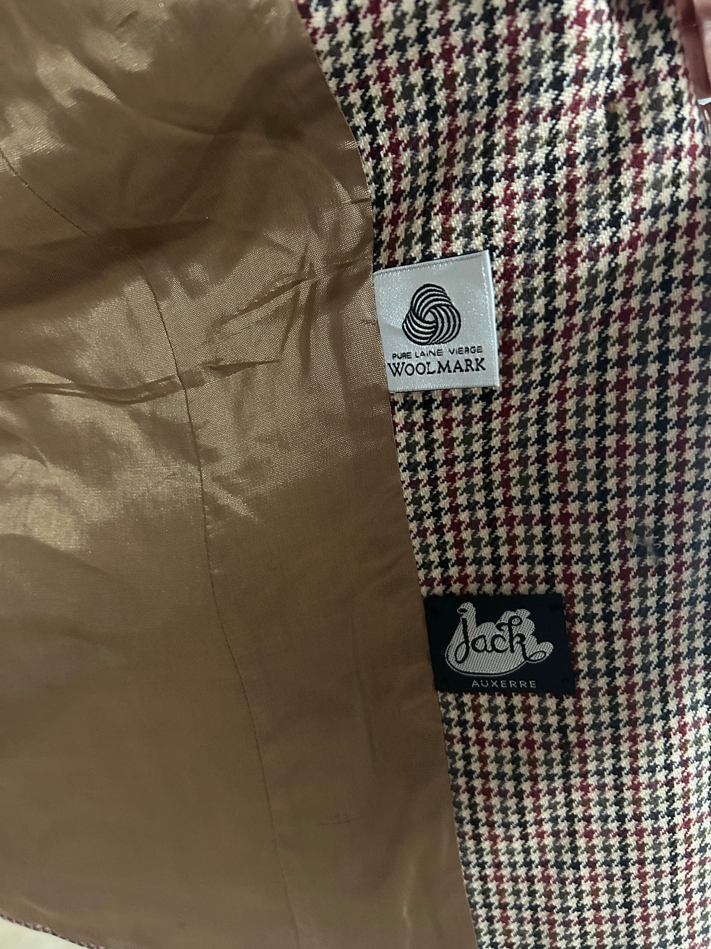 Blazer vintage laine pied de poule marron